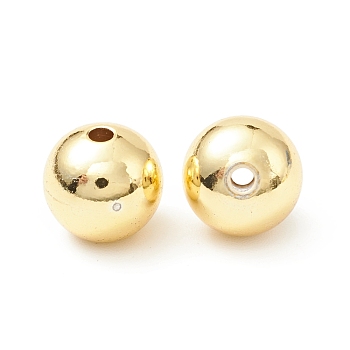 Rack Plating Brass Beads, Cadmium Free & Lead Free, Round, Real 18K Gold Plated, 9.5x9mm, Hole: 2mm