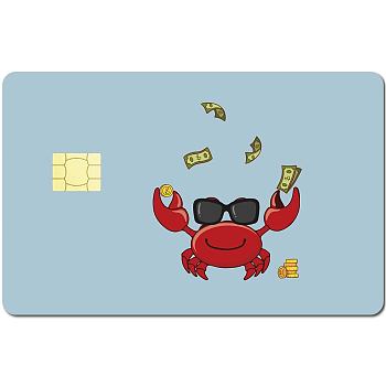Rectangle PVC Plastic Waterproof Card Stickers, Self-adhesion Card Skin for Bank Card Decor, Crab, 186.3x137.3mm