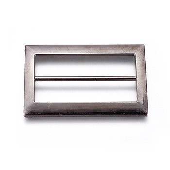 Alloy Buckles, Rectangle, Gunmetal, 49x32.5x2mm, Hole: 9x40mm