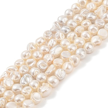 Electroplated Shell Pearl Beads Strands, Nuggets, PeachPuff, 7~8.5x8.5~11x6~8.5mm, Hole: 1mm, about 47pcs/strand, 15.75 inch(40cm)