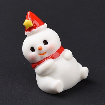 Christmas Theme Resin Display Decoration, for Home Decoration, Photographic Prop, Dollhouse Accessories, Leaning Snowman, White, 33.5x25x22.5mm