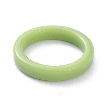 Acrylic Finger Ring, Flat Round, Olive Drab, 4mm, US Size 6 3/4(17.1mm)