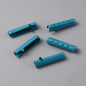 Half-Column Alloy Aglets, Shoelace Tips, Deep Sky Blue, 23x5mm, 100pcs/bag