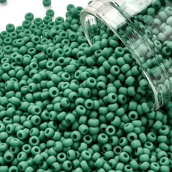 TOHO Round Seed Beads, Japanese Seed Beads, (55DF) Green Turquoise Matte Opaque, 11/0, 2.2mm, Hole: 0.8mm, about 5555pcs/50g