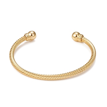 Classic Rack Plating Brass Cuff Bangles, Long-Lasting Plated Twist Bangles for Women Men, Cadmium Free & Lead Free, Real 18K Gold Plated, Inner Diameter: 2-1/2 inch(6.4cm)