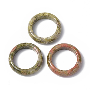 Natural Unakite Plain Band Ring, Gemstone Jewelry for Women, US Size 6 1/2(16.9mm)