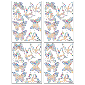 Rainbow Prism Plastic Electrostatic Glass Window Stickers, Butterfly Waterproof Laser Static Stickers, for DIY Scrapbook Decorations, Colorful, 300x220x0.2mm