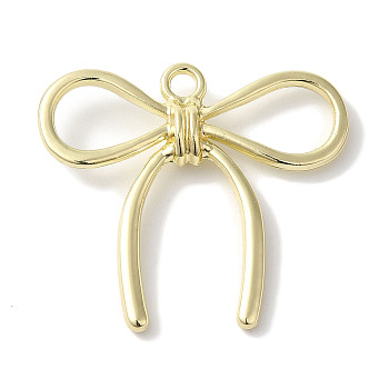 Rack Plating Alloy Pendants, Cadmium Free & Nickel Free & Lead Free, Bowknot, Golden, 32x35.5x6mm, Hole: 3mm