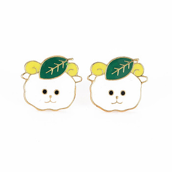 Sheep Enamel Pin, Animal Alloy Brooch for Backpack Clothes, Cadmium Free & Lead Free, Light Gold, White, 18x20x11mm, Pin: 1mm
