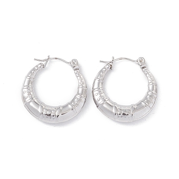 304 Stainless Steel Croissant Chunky Hoop Earrings for Women, Stainless Steel Color, 23x22x4mm, Pin: 0.6mm
