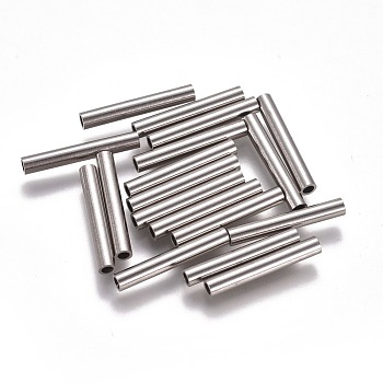 304 Stainless Steel Tube Beads, Stainless Steel Color, 20x3mm, Hole: 2mm