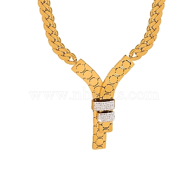 304 Stainless Steel with Cubic Zirconia Necklaces(NJEW-Q322-01G)-2