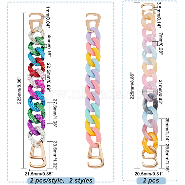 Elite 4pcs 2 styles Rainbow Color Acrylic Shoe Decoration Curban Chains(AJEW-PH0011-18)-2