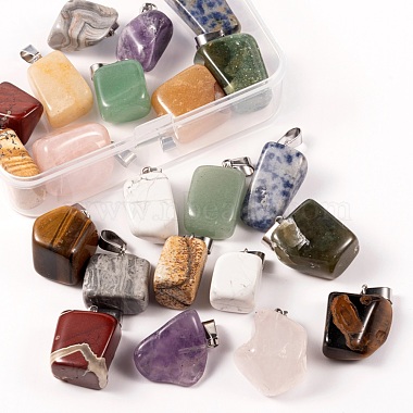 22Pcs 11 Style Natural Gemstone Pendants(G-LS0002-12)-2