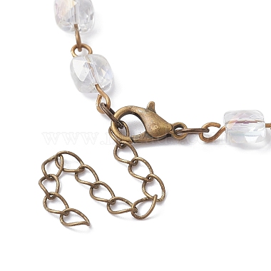 Fabrication de bracelets à maillons en perles de verre à facettes carrées(AJEW-JB01150-51)-3