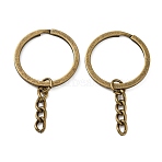 Iron Split Key Rings, with Chains, Antique Bronze, 50mm(FIND-K026-09AB)