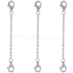 3pcs 925 Sterling Silver Cable Chain Extenders, End Chains with Double Lobster Claw Clasps, Platinum, 50.8mm(STER-CN0001-29)