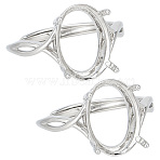 2Pcs Adjustable Brass Finger Rings Components, Oval Prong Ring Settings, Platinum, Tray: 11x7.4mm, Inner Diameter: 18.6mm(FIND-GO0002-77A)