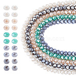 5 Strands 5 Colors Faceted Rondelle Full Rainbow Plated Electroplate Glass Beads Strands, Mixed Color, 2.8~3x2mm, Hole: 0.8mm, about 149pcs/strand, 35cm, 1 strand/color(EGLA-TADJ0001-10)