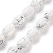 Natural Howlite Beads Strands, Rice, 12x8mm, Hole: 1.2mm, about 33pcs/strand, 15.94''(40.5cm)(G-B106-B25-01)