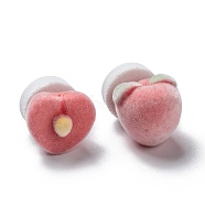 Asymmetrical Flocky Velvet Stud Earrings, with 925 Sterling Silver Pin, Peach, Pink, 14x14mm, Pin: 0.6mm(EJEW-G284-02)