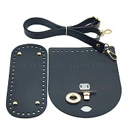 Handmade PU Leather Crochet Shoulder Bag Accessories Kits, Black, 600~1250mm(PW-WG3C495-01)