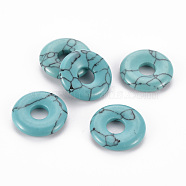 Synthetic Turquoise Pendants, Donut/Pi Disc, 18x4.5~5.5mm, Hole: 5.5mm(G-T122-66I)