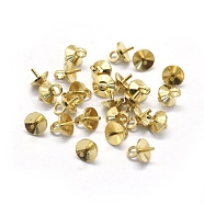 Brass Cup Pearl Peg Bails Pin Pendants, For Half Drilled Beads, Raw(Unplated), 7x4.5mm, Hole: 2mm, Pin: 0.5mm(KK-L184-18C)