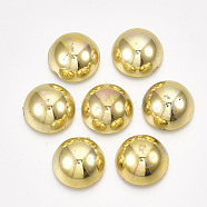 ABS Plastic Cabochons, Half Round, Golden, 14x7mm, about 1000pcs/bag(OACR-S034-14mm-01)