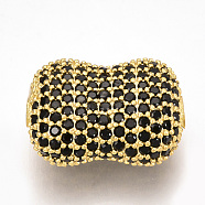 Brass Micro Pave Cubic Zirconia Beads, Black, Golden, 20x15x9mm, Hole: 1.5mm(X-ZIRC-T004-68G)
