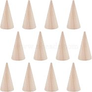 Wooden Ring Displays, Cone Shaped Finger Ring Display Stands, BurlyWood, 25x49.5mm, 12pcs/box(RDIS-NB0001-02)