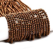 Electroplate Glass Beads Strands, Full Plated, Faceted Round, Antique Bronze Plated, 3x2.5mm, Hole: 0.7mm, about 149pcs/strand, 14.57''(37cm)(GLAA-H021-01B-FP01)