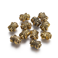 CCB Plastic Carved Beads, X Shape, Antique Golden, 16x12x9mm, Hole: 2mm(CCB-J027-24AG)
