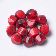 Acrylic Beads, Imitation Gemstone Style, Nuggets, Red, 15.5x12x12mm, Hole: 1.8mm(X-OACR-T007-08K)