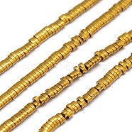 Electroplate Non-magnetic Synthetic Hematite Beads Strands, Oval, Golden Plated, 3x2x1mm, Hole: 1mm, about 350pcs/strand, 15.7 inch(G-I094-01)
