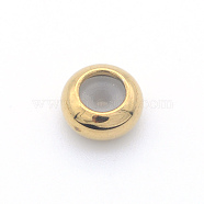 201 Stainless Steel Beads, with Rubber Inside, Slider Beads, Stopper Beads, Rondelle, Golden, 8x4mm, Hole: 4mm, Rubber Hole: 1.2mm(STAS-S105-T978-2-1)