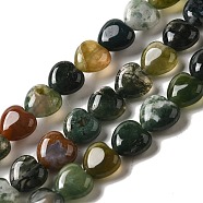 Natural Indian Agate Bead Strands, Heart, Colorful, 10x10x5mm, Hole: 1mm, about 40pcs/strand, 15.3 inch(G-R190-11)