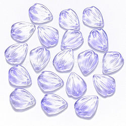 Transparent Spray Painted Glass Pendants, with Glitter Powder, Petal, Mauve, 19x15x3.5mm, Hole: 1mm(GLAA-T016-27C)