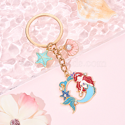 Brass & Alloy Enamel Keychain, with Iron Rings, Mixed Color, 85mm(KEYC-YW00160-02)