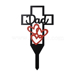 Halloween Iron Dad Heart Memorial Grave Plaque Stake Inserts Decoration, for Garden Haunted House Decoration, Cross, 295x150x1mm(FIND-WH0152-159A)