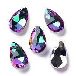 Faceted Teardrop Glass Pendants, Medium Orchid, 16x9x5mm, Hole: 1mm(GLAA-O008-A21)