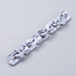 Handmade Acrylic Cable Chains, Imitation Gemstone, Rectangle, Gray, 30x20x5mm, about 39.37 inch(1m)/strand(AJEW-JB00531-06)