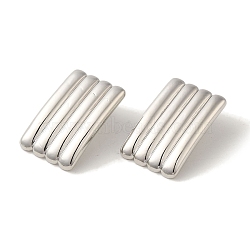 Brass Stud Earrings, Cadmium Free & Lead Free, Rectangle, Platinum, 32.5x21mm(EJEW-R162-13P)