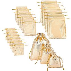 Elite 60Pcs 3 Style Organza Bags, Rectangle, Gold, 9.3~18.2x6.8~12.8x0.15~0.18cm, 20pcs/style(OP-PH0001-28)