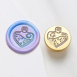 Wax Seal Brass Stamp Head, Bottle Pattern, for Wax Seal Stamp, Golden, 25x14.5mm, Hole: 7mm(AJEW-G056-01S)