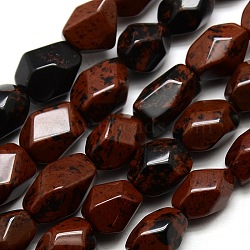 Polygon Natural Mahogany Obsidian Beads Strands, 12~17x10~13mm, Hole: 1mm, about 27pcs/strand,16.3 inches(G-P063-90)