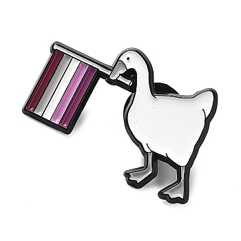Lesbian Pride Rainbow Theme Enamel Pins, Black Zinc Alloy Brooch for Women, Goose & Flag, 24x34.5x1.5mm