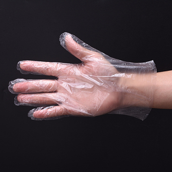 Disposable Gloves, Polyethylene Gloves, Clear, 26.5x25.5cm, 100pcs/bag