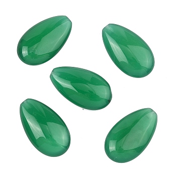 Natural Green Onyx Agate Beads, Dyed & Heated, Half Drilled, Teardrop, 18x10.5x5.5mm, Hole: 1mm