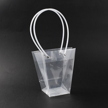 Valentine's Day Transparent PP Plastic Bags, with Handle, Trapezoid, Clear, 30.8cm